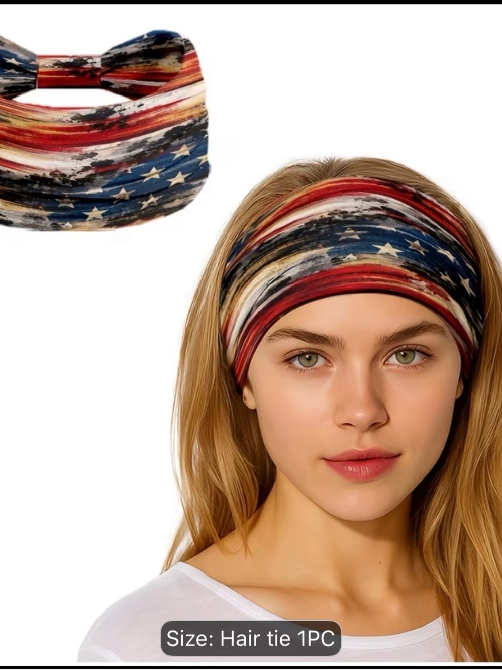 Patriotic Stars & Stripes Wide Headband - Red, White & Blue